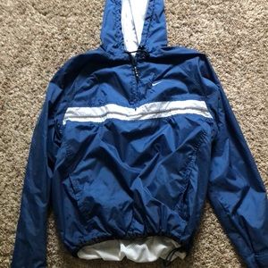 Nike half zipped blue hooded windbreaker